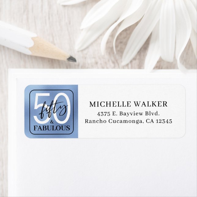 Fifty & Fabulous Dusty Blue Script 50th Birthday (Insitu)