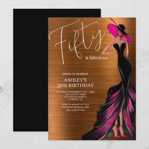 Fifty Fabulous Elegant Dress 50th Birthday Invitation