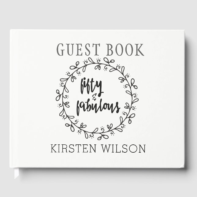 Fifty & Fabulous - Fun 50th Birthday Guestbook (Front)