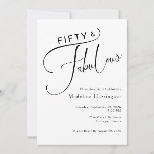 Fifty & Fabulous Fun Script 50th Birthday Party Invitation