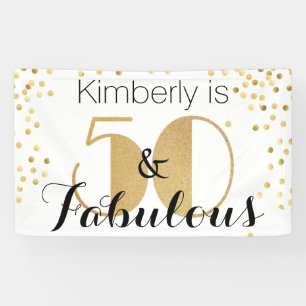 Fifty & Fabulous Gold 50th Birthday Party Banner