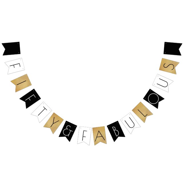 Fifty & Fabulous Gold 50th Birthday Party Bunting (All)
