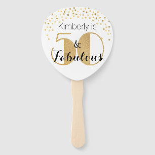 Fifty & Fabulous Gold 50th Birthday Party Hand Fan