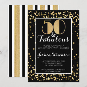 Fifty & Fabulous Gold 50th Birthday Party Invitation