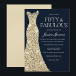 Fifty & Fabulous!! Gold Dress Gown 50th Birthday Invitation<br><div class="desc">Gold Dress Golden Gown 50 & fabulous 50th Birthday Invitation

Variations to the invitation and matching items in our store</div>