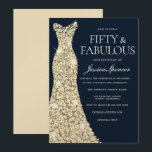 Fifty & Fabulous!! Gold Dress Gown 50th Birthday Invitation<br><div class="desc">Gold Dress Golden Gown 50 & fabulous 50th Birthday Invitation

Variations to the invitation and matching items in our store</div>