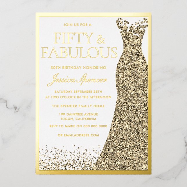 Fifty & Fabulous Gold Foil 50th Birthday (Front)