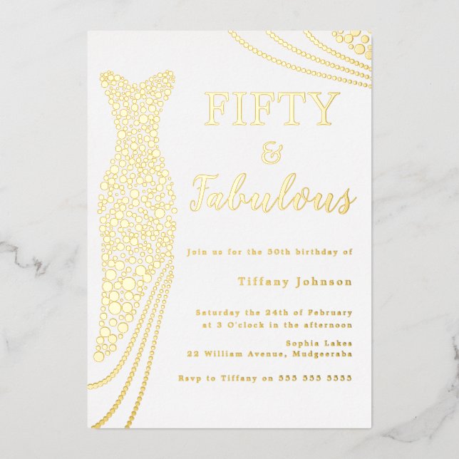 Fifty & Fabulous! Gold Foil Dress 50th Birthday (Front)