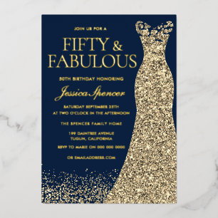 Fifty & Fabulous Gold Foil Navy 50th Birthday