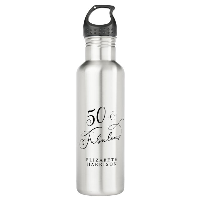Fifty Fabulous Personalised 50th Birthday 710 Ml Water Bottle (Front)