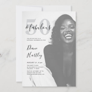 Fifty & Fabulous Photo 50th Birthday Invitation