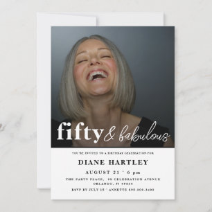 Fifty & Fabulous Photo 50th Birthday Invitation