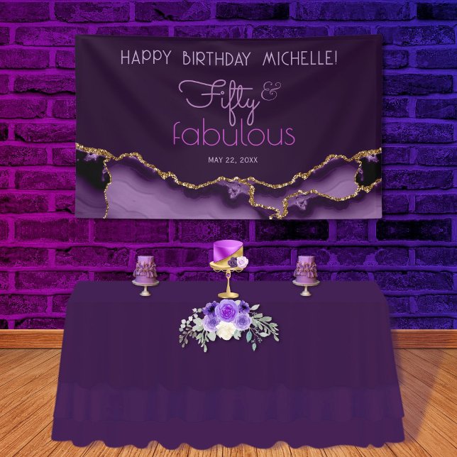 Fifty & Fabulous Purple Gold 50th Birthday Banner (Creator Uploaded)