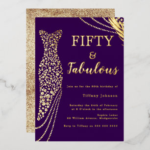 Fifty & Fabulous Purple & Gold Dress 50th Birthday