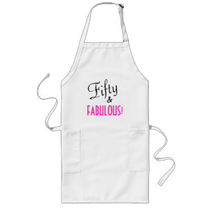 Fifty & FABULOUS Script Typography 50th Birthday  Long Apron