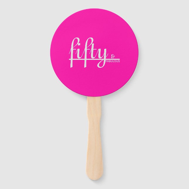 Fifty & FABULOUS Simply Elegant 50th Birthday Hand Fan (Front)