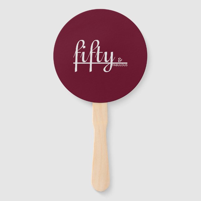 Fifty & FABULOUS Simply Elegant 50th Birthday Hand Fan (Front)