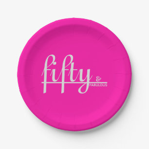 fifty & FABULOUS Simply Elegant 50th Birthday Paper Plate
