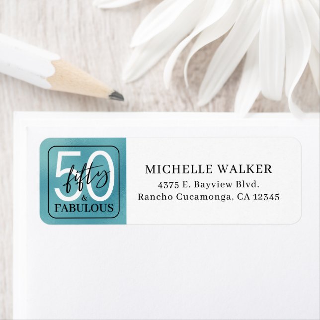 Fifty & Fabulous Teal Script 50th Birthday (Insitu)