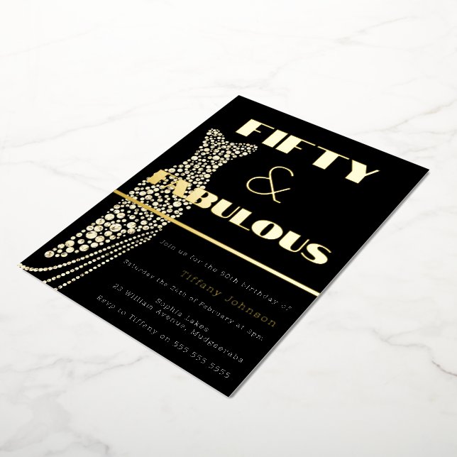 Fifty & Fabulous Vintage Dress Gold 50th Birthday (Rotated)