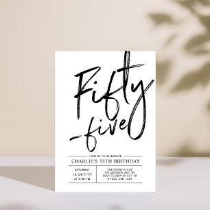 Fifty Five   Modern 55th Birthday Party Invitation