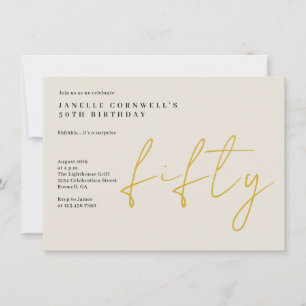 Fifty Gold Modern 50th Birthday Party Invitation