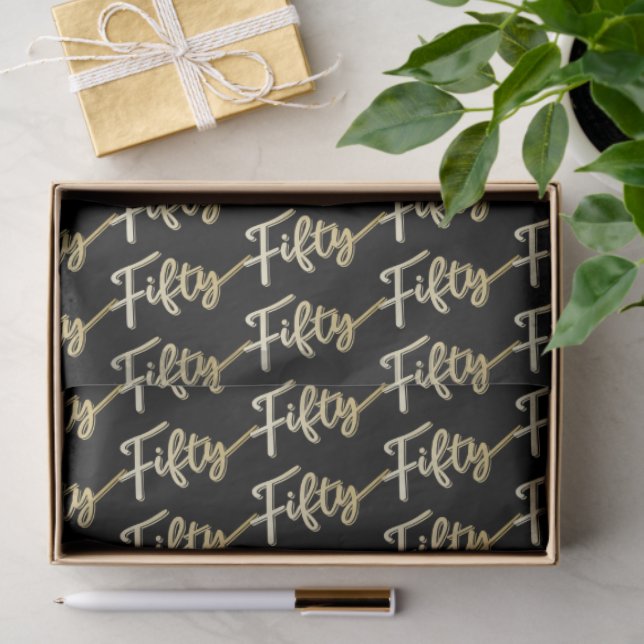 Fifty gold on black birthday or annversary tissue paper (Gift)