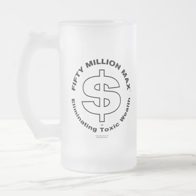Fifty Million Max™ Black Logo Frosted Glass Mug (Left)