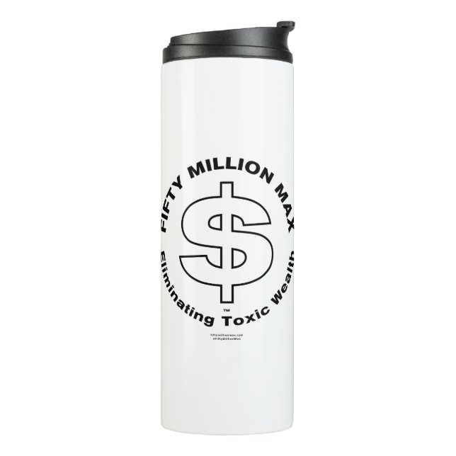 Fifty Million Max™ Black Logo Thermal Tumbler (Rotated Left)