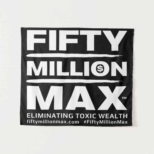 Fifty Million Max™ Stacked Text Logo Wall Hanging Tapestry (Front (Horizontal))