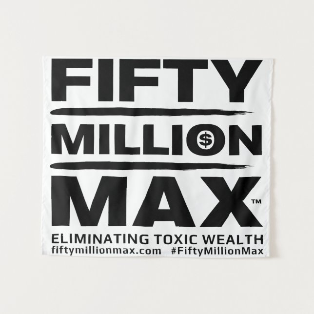 Fifty Million Max™ Stacked Text Logo Wall Hanging Tapestry (Front (Horizontal))