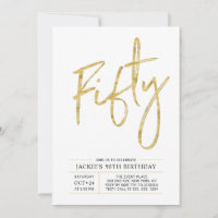 Fifty | Modern Brush Gold 50th Birthday Party