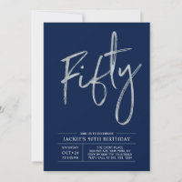 Fifty | Modern Brush Silver 50th Birthday Party