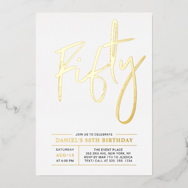 Fifty | Modern Gold 50th Birthday Party (Front)