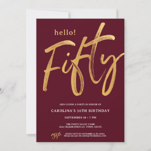 Fifty Modern Gold 50th Birthday Party Invitation