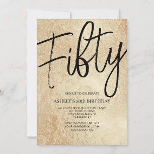 Fifty Modern Golden 50th Birthday Invitation