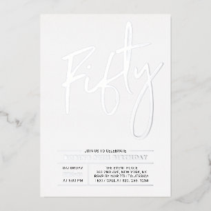 Fifty   Modern Silver 50th Birthday Party