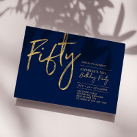 Fifty | Navy & Gold Modern 50th Birthday Party