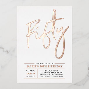 Fifty Rose gold Modern 50th Birthday Party