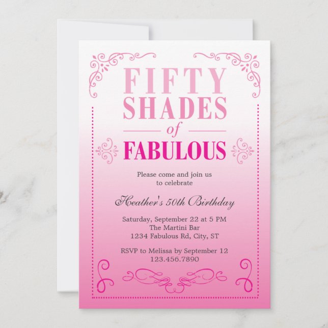 Fifty Shades of Fabulous Birthday Invitation (Front)