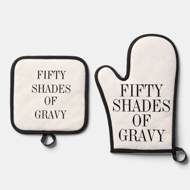 Fifty Shades of Gravy Shirt Oven Mitt & Pot Holder Set (Front)