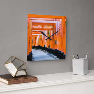Fifty shades of orange - Senbon Torii, Kyoto Square Wall Clock