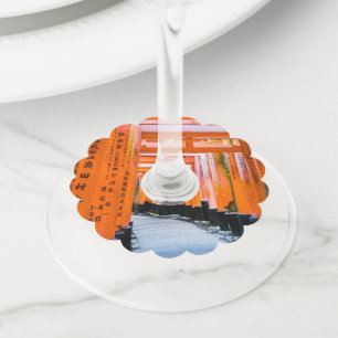Fifty shades of orange - Senbon Torii, Kyoto Wine Glass Tag
