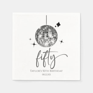 Fifty Silver Disco Ball 50th Birthday Party Napkin