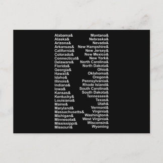 Fifty States Ampersand List USA Postcard