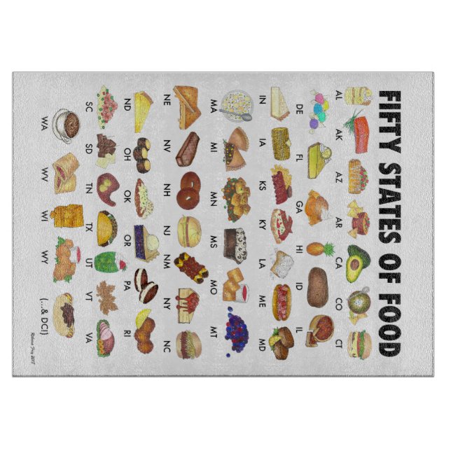 FIFTY STATES OF FOOD United States America USA Art Cutting Board (Front)