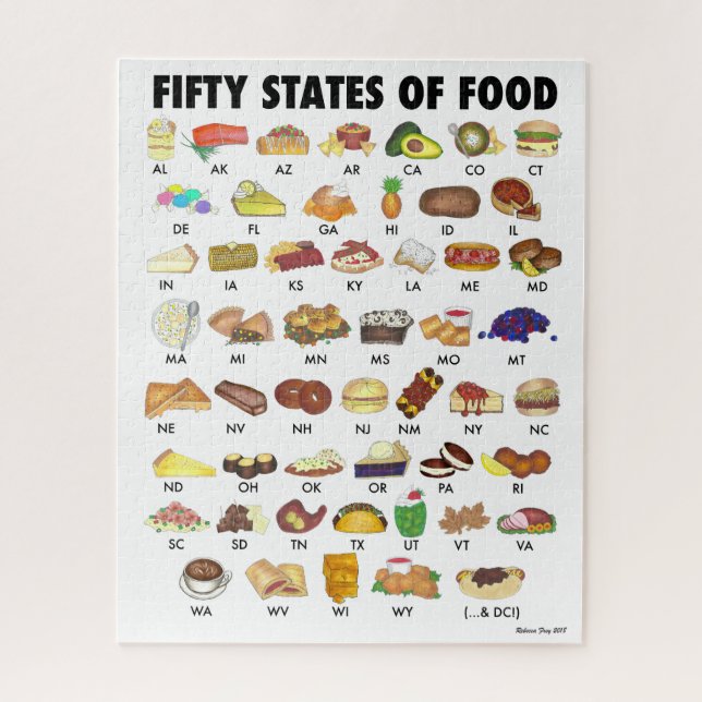 FIFTY STATES OF FOOD United States America USA Art Jigsaw Puzzle (Vertical)