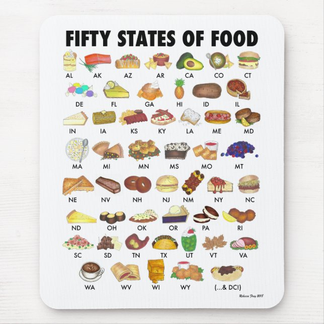FIFTY STATES OF FOOD United States America USA Art Mouse Mat (Front)