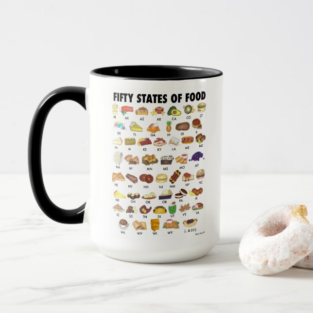FIFTY STATES OF FOOD United States America USA Art Mug (With Donut)