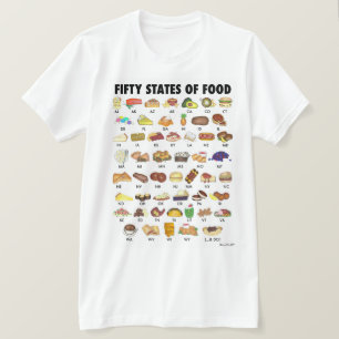 FIFTY STATES OF FOOD United States America USA Art T-Shirt